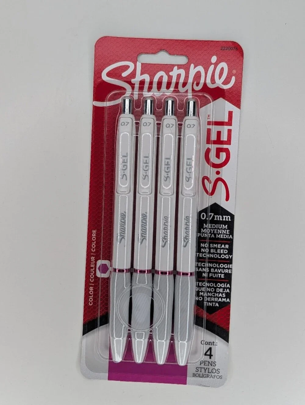 Sharpie 4pk S-Gel Pens White Barrel 0.7mm Berry Pink Ink